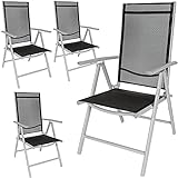TecTake Lot de aluminium chaises de jardin pliante avec accoudoir - diverses couleurs et quantités au choix - (Gris | 4 chaises | no. 401632)
