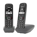 Gigaset A695 Duo - Téléphone Fixe sans Fil, 2 combinés avec Grand écran rétroéclairé pour Un Affichage Ultra lisible, Fonction Blocage d'appels - Gris