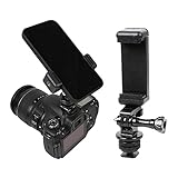 Eyeon Hot Shoe Mount Adapter Kit Support de Téléphone pour iPhone13/12/11 Pro Max/X/XR, Samsung pour Go Pro Hero, Ins ta 360 ONE X/R, DJI OSMO Action Camera Fixation sur DSLR Camera/Ring Light