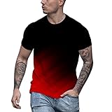 T-shirt à manches courtes pour homme - Imprimé extérieur - Col rond - Décontracté - Alarme vibrante, Noir , L