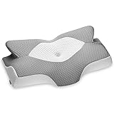 Elviros Taie d'oreiller en mousse à mémoire de forme avec contour cervical remplaçable (gris, taie d'oreiller uniquement)