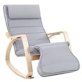 SONGMICS Fauteuil à Bascule, Rocking Chair, avec Repose-pied, Réglable en 5 Niveaux, Charge max 150 kg, Gris LYY42G