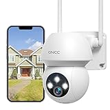 GNCC 2K Caméra Surveillance WiFi Exterieure 360 Couleur Vision Nocturne Camera avec IP66 Étanche, Suivi Automatique à 360 Degrés, Détection de Mouvement et Lumineuse Alarme, Android/iOS/Alexa