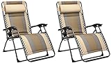 Amazon Basics Lot de 2 fauteuils relax de jardin/de plage rembourrés, Marron clair 165 x 74,9 x 112 cm