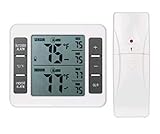 Thermomètre numérique LCD pour réfrigérateur, thermomètre pour congélateur, thermomètre pour réfrigérateur avec un réveil à capteur et enregistrements Min/Max [Batterie non incluse]