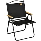 Outsunny Chaise de Camping Chaise de pêche Pliante avec accoudoirs - Tissu Oxford et Structure Acier - 54 x 59 x 78 cm - Noir