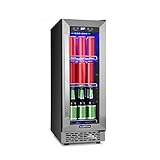 KLARSTEIN Beerlager 56 réfrigérateur pour boissons : 56L, 20 bouteilles, classe A, hauteur 82 cm, porte vitrée avec cadre en inox, 3 tiroirs, température : 0-10 °C, commande tactile, noir