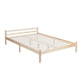 Cadre de lit double 140 cm en bois massif durable à lattes robustes design moderne meubles de chambre à coucher en bois