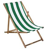 SPRINGOS Chaise longue pliante en bois imprégné Chaise longue pliante Chaise de camping Chaise de plage en bois de hêtre Blanc/Vert 58x124cm