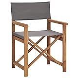 vidaXL Bois de Teck Solide Chaise de Metteur en Scène Chaise de Camping Chaise d'Extérieur Chaise de Jardin Chaise de Directeur Plage Gris