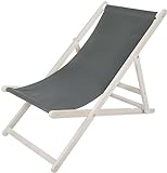 Melko Chaise longue pliante en bois blanc/anthracite