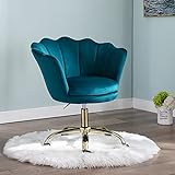 Wahson Chaise de bureau pivotante en velours Fauteuil de Bureau réglable en hauteur Chaise pour chambre à coucher/coiffeuse (Bleu sarcelle)
