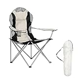 Chaise de Camping Pliante Portable, Dossier Haut, Chaise de Pêche Portable avec Porte-Gobelet et Sac de Transport (Gris)
