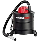 WERKA PRO - 10900 - Aspirateur - Idéal pour les Cendres et la cheminée - 18 litres - 1200 Watts - Avec roulettes - Noir et Rouge