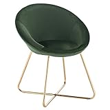 WOLTU 1 X Chaise de Chambre Chaise de Salle à Manger Assise en Velours Pied en métal,Vert Foncé BH217dgn-1