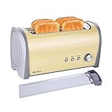 GARDOM Grille Pain 4 Tranches Automatique - Toaster en Acier Inoxydable 1400 W avec 6 Degrés de Grillage & Defrost|Reheat|Cancel Fonction Avec Grille de Croissant