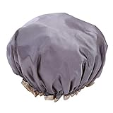 Bonnet de sommeil en satin, réutilisable, imperméable avec large bande élastique, double couche épaisse, pour femme - Gris