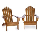 blumfeldt Vermont Set 2 chaises Pliantes de Jardin (Style Adirondack, dossiers Hauts, Assise Profonde et Longs accoudoirs, rebords arrondis, Assise Ergonomique) - Marron