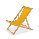 IMPWOOD Chaise longue de jardin en bois, fauteuil de relaxation, chaise de plage jaune