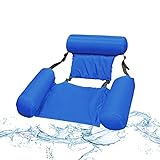 Hamac de piscine 4 en 1 - Ultra confortable - Matelas gonflable flottant - Pliable - Dossier - Piscine Float Lounge - Chaise d'eau - Hamac (bleu)