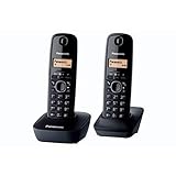 Panasonic KX-TG1612FRH Téléphone Duo sans fil DECT sans répondeur Noir [Version Française]