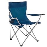 Anaterra Chaise de Camping, Chaise Pliante, Chaise de pêche avec accoudoirs et Porte-gobelet, Bleu