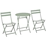 Salon de Jardin Bistro Pliable - Table Ronde Ø 60 cm avec 2 chaises Pliantes - métal thermolaqué Vert d'eau