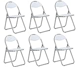 Homy Casa Lot de 6 Pliable et matelassée Chaises fauteuils de Bureau pliants en Faux Cuir Assortis Blanc
