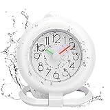 Horloge de Salle de Bain - Minuterie de Douche Alarme Horloges numériques Horloge de Table Suspendue pour Cuisine de Salle de Bain(Blanc)