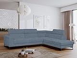 sesto senso Canapé d'angle Moderne - Grand canapé sur Pieds en métal - Canapé en L pour Salon avec appuie-têtes réglables - Confort élégant