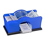 Relaxdays Kartenmischmaschine Mélangeur de Cartes avec manivelle pour 2 Jeux jusqu'à 91 mm Plastique Bleu Mixte-Adulte, 1