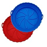 Panier en silicone pour friteuse à air chaud-anier en Réutilisable silicone pour accessoires de friteuse,Pot de Rechange pour les Doublures en Papier pour Air Fryer (red+blue)