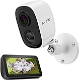 MYPIN Caméra Surveillance WiFi Extérieure sans Fil FHD 1080p avec Batterie Rechargeable, Détection de Mouvement PIR, Étanche IP65, SD/Cloud Caméra de Sécurité Compatible avec Alexa pour Bébé/Animaux