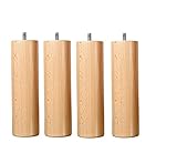 Wood Select Jeu de 4 pieds bois naturel hauteur 25 cm fixation standard M8