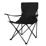 SPRINGOS Chaise de pêche, chaise pliante d'extérieur avec porte-gobelet, dimensions : 80 x 76 cm, chaise de pique-nique d'extérieur (noir)