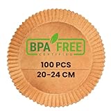 PORTENTUM Papier cuisson air fryer - 100 pièces Food-Grade BPA gratuit, 20 x 24 cm, pour friteuse sans huile 5 à 8 litres - Idéal pour la cuisson saine