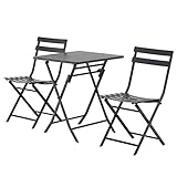 Outsunny Salon de Jardin Bistro Pliable - Table carrée dim. 60L x 60l x 71H cm avec 2 chaises - métal thermolaqué Gris