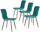 MEUBLE COSY Lot de 4 chaises de salle a Manger de style scandinave avec un revêtement de tissu vert, pied en métal imitation bois venscargillgreen 44 x 54 x 87 cm