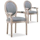 INTENSE DECO Lot de 2 fauteuils médaillon Louis XVI Tissu Gris