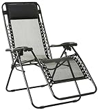 Amazon Basics Chaise de camping pliable zéro gravité, Noir, 86.1 x 66 x 80 cm
