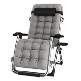 Chaise Longue Pliante chaises Longues, Chaise inclinable extérieure zéro gravité avec Porte-gobelet, Chaise Longue réglable Extra Large