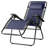 Amazon Basics Chaise de camping pliable zéro gravité, Bleu, 110 x 66 x 49 cm