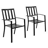 PHIVILLA Lot de 2 chaises de jardin empilables en métal - Noir