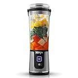 Mixeur portable Ninja Blast, 530ml, couvercle anti-fuites, bec verseur, puissant mini mixeur sans fil, rechargeable, smoothies, boissons protéinées, mixe glaçons, fruits congelés, noir