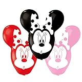 amscan 9903670 Souris 4 Ballons Latex Minnie Mouse Oreilles Rouge, Noir, Rose
