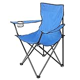 Edaygo Chaise de Camping Pliable, Chaise de Jardin Pliable, Chargeable jusqu'à 100 kg, Hauteur du siège 40 cm, avec Porte-Boisson et Sac, léger, 80 x 50 x 47 cm, Bleu
