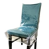 Swanna Lot de 2 housses de chaise de salle à manger en plastique avec dossiers, protection imperméable en PVC transparent, convient pour 53,3 x 45,7 cm (l x P)