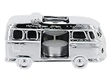 BRISA VW Collection Bougeoir pour Bougie Chauffe-Plat en Forme de Bus Volkswagen T1 Kombi en céramique pour la décoration de Table à l'échelle 1:28 (Classic Bus/Argent)