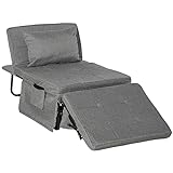 HOMCOM Fauteuil Chauffeuse lit Convertible Dossier inclinable 5 Positions 1 Place - Tissu Gris
