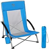 Timber Ridge Chaise de Plage Pliable Portable Fauteuil de Camping Bas Dossier Haut en Maille Ultraléger avec Sac de Transport Bleu